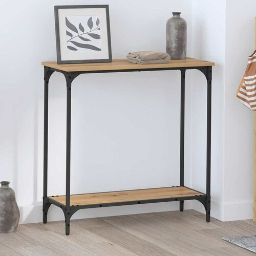 VidaXL Konzolna stolica s policom hrast artisan 75 x 30.5 x 75 cm Slike