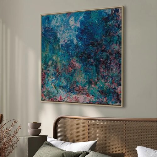  Slika - Claude Monet &amp;ndash; La maison de l\&amp;#039;artiste vue du jardin aux roses 40x40 U prirodnom drvenom okviru Slike