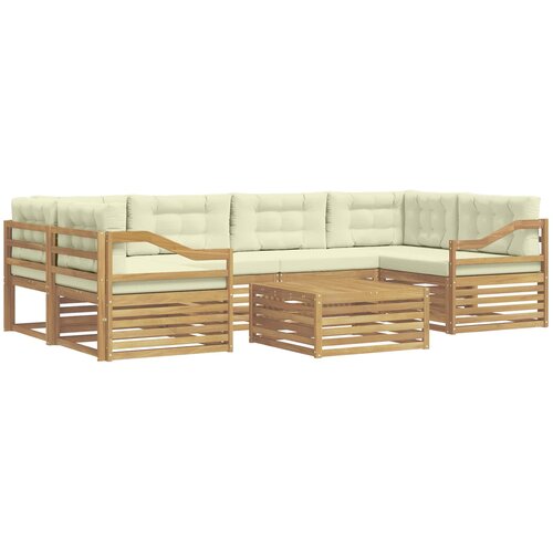  Set vanjskih sofa 7 kom. Bijela i krem Poliester Slike