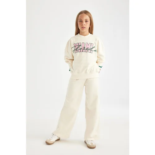 Defacto Girl Printed Sweatshirt Tracksuit Bottom 2-Piece Set