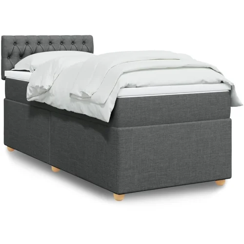 vidaXL Box spring postelja z vzmetnico temno siva blago