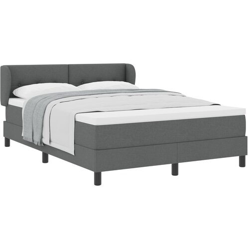 VidaXL Box Spring Postelja s Penečem Temno Sivo 140x200 cm Tkanina Slike