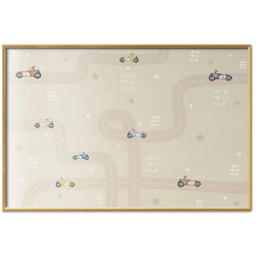  Plakat - Racing Cars 60x40 Zlatni okvir Slike