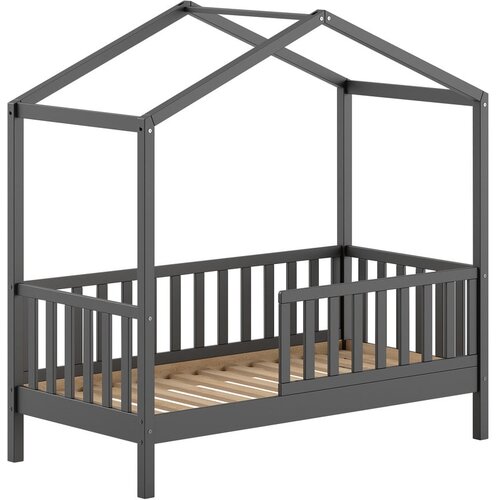 Vipack Antracitno siva otroška postelja iz masivnega bora 70x140 cm DALLAS – Cene