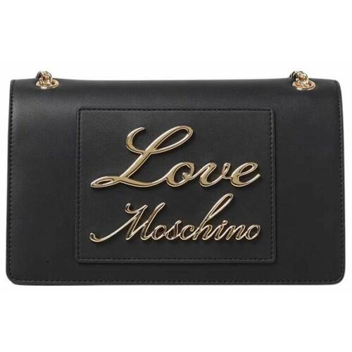 Love Moschino - - Crna torbica sa zlatnim logom Cene