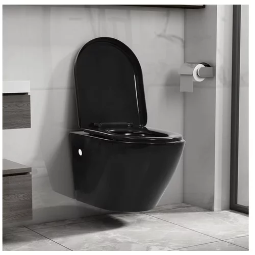  Viseča WC školjka brez roba keramična črna