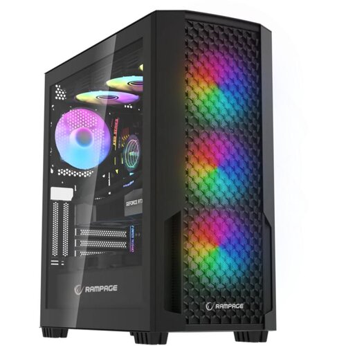 kućište gaming rampage shelob mesh, tempered glass, 4*ARGB infinity fan, hub, e-atx, mid-t Cijene