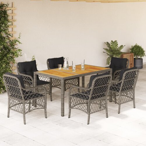  7-dijelni vrtni blagovaonski set sivi od poliratana Siva 150 cm table length Cene
