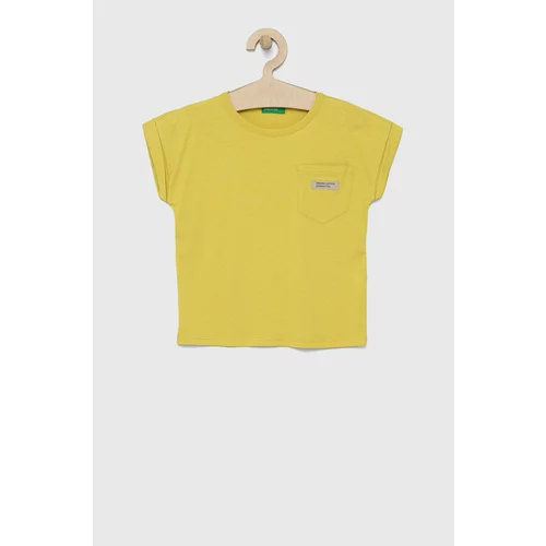 United Colors Of Benetton Dječja pamučna majica kratkih rukava boja: smeđa