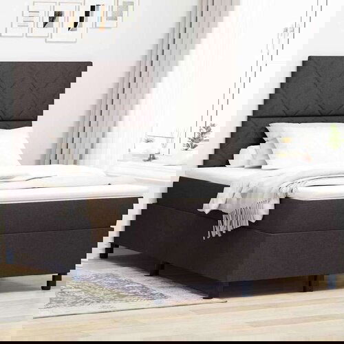 Box Postelja z vzmetnico in LED temno rjava 120x190 cm tkanina, (22083728) Slike