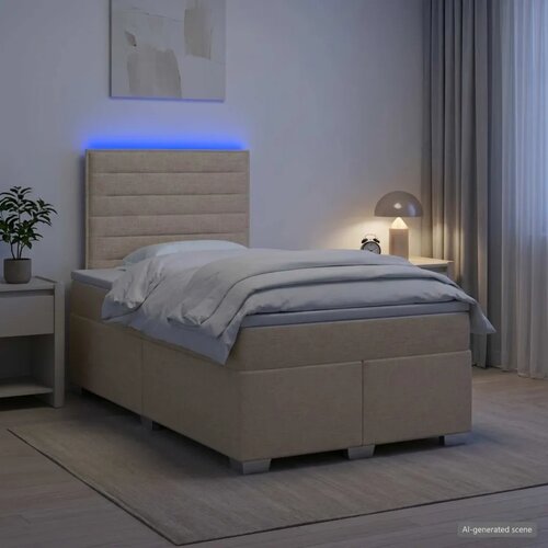  Boxspring krevet s madracem Krem 120 x 190 cm Tkanina - Krem 120 x 190 cm Dizajn linija Slike