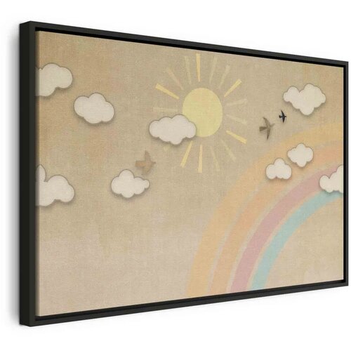  Slika - Holiday Sky - Sunny Day with a Rainbow and Flying Birds 90x60 U crnom drvenom okviru Cene