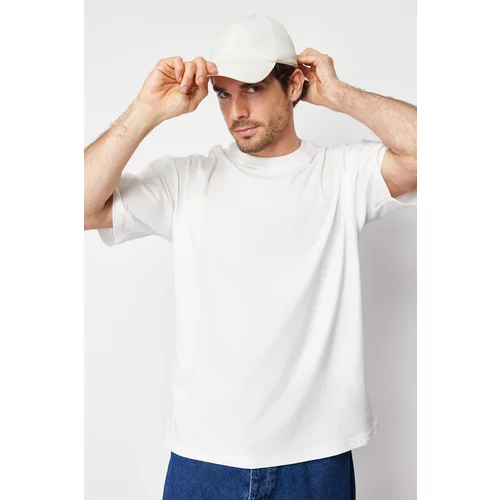 Trendyol Ecru Men's Oversize Back Printed 100% Cotton T-Shirt