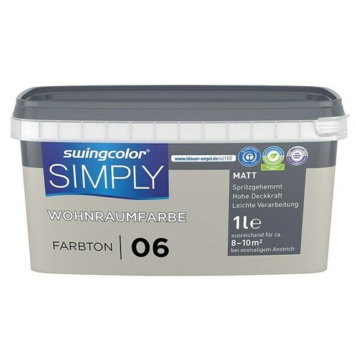 SWINGCOLOR Boja za zid Simply (Sivo-bež – br. 06, Mat, 1 l) Cijene
