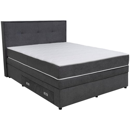 Hom`in POSTELJA BOXSPRING 160 cm x 200 cm , les, tekstil, leseni material temno siva Cene