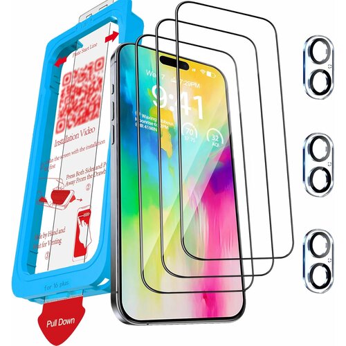 NIKCORP Komplet za&scaron;čitno kaljeno steklo Milomdoi 9H+ in 3 za&scaron;čite za kamero iPhone 16 Plus 6,7" 1:1 3D rob filter modre svetlobe, (5000249393) Cene