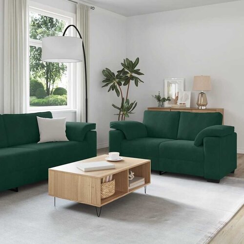  3-dijelni set sofa s jastucima tamnozeleni bar&scaron;un - Tamnozelena 1 Cijene