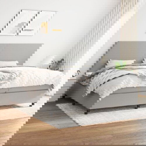 The Living Store Box spring postelja z vzmetnico svetlo siva 200x200 cm blago - Box Spring Postelja, (21518945) Cene