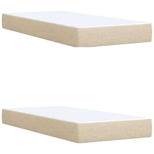 VidaXL Krevet s oprugama i madracem krem 200 x 200 cm od tkanine Slike