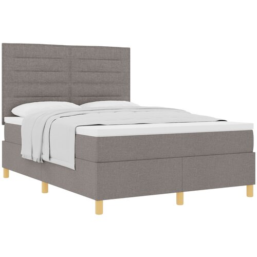 VidaXL Postelja z vzmetnico Taupe 140x190 cm Tkanina, (22052352) Slike