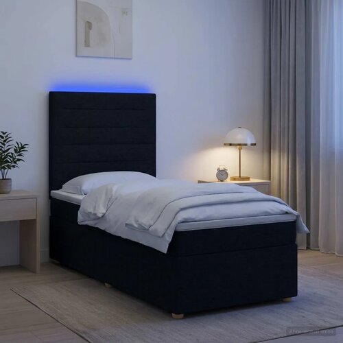  Boxspring krevet s madracem Crna 100 x 200 cm Tkanina - Crna 100 x 200 cm Dizajn linija Slike