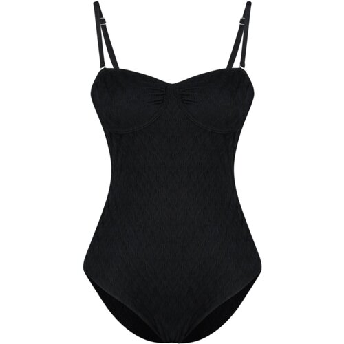 Trendyol Black Balconet Textured Swimsuit Slike