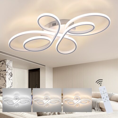 Nettlife LED stropna svetilka, zatemnljiva, velika, 100 cm, 90 W, moderna bela, z daljinskim upravljalnikom, (22111258) Cene