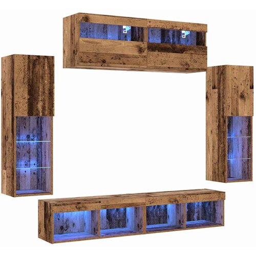 vidaXL Komplet TV omaric z LED lučmi 6 pcs Star les Konstruiran les, (5000098389) Cene