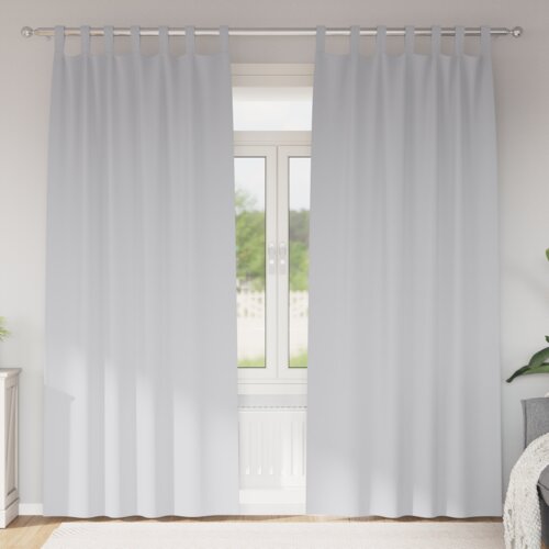 vidaXL Zavese z zavesami 2 pcs Svetlo siva 260 x 140 cm Poliester Cene