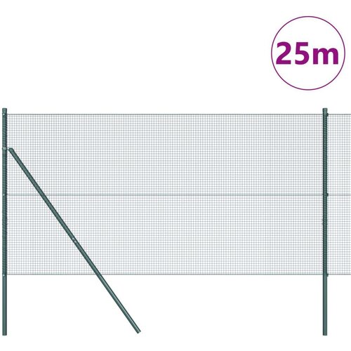 VidaXL Varjena žičnata ograja s 13 stebri zeleno 1.4x25 m jeklo Slike