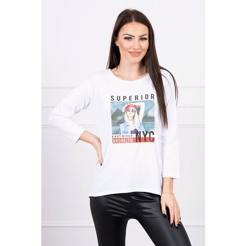 Kesi Blouse with Superior print white Slike