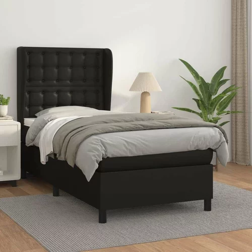  Box spring postelja z vzmetnico črn 100x200 cm umetno usnje, (20725073)