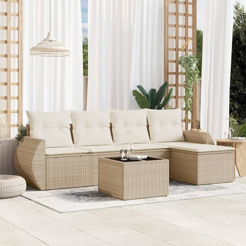 vidaXL 6-dijelni set vrtnih sofa s jastucima bež od poliratana Cijene