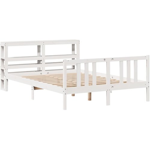 VidaXL Okvir za krevet s uzglavljem bijeli 150 x 200 cm borovina Slike