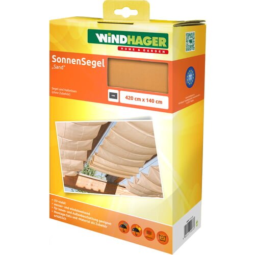 Windhager Sončno jadro, napenjanje z vrrmi, 4,2 x 1,4 m - Pe&amp;scaron;čena Slike