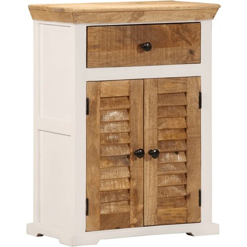 The Living Store Komoda bela in rjava 55x30x73 cm trden robusten mangov les - Komoda, (21657513) Cene