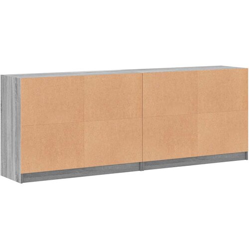  Regal za knjige s vratima siva boja hrasta 204x37x75 cm drveni Slike