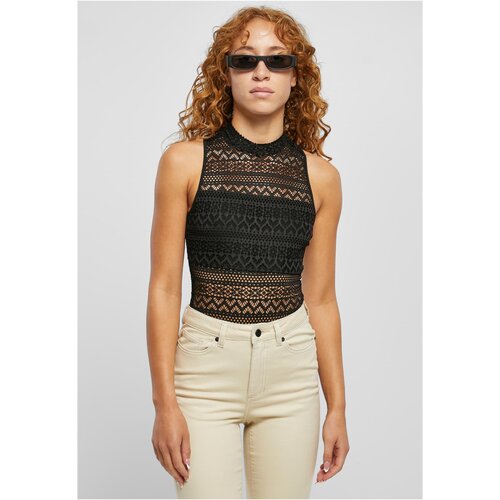 UC Ladies Ladies Crochet Jersey Turtleneck Body black Slike