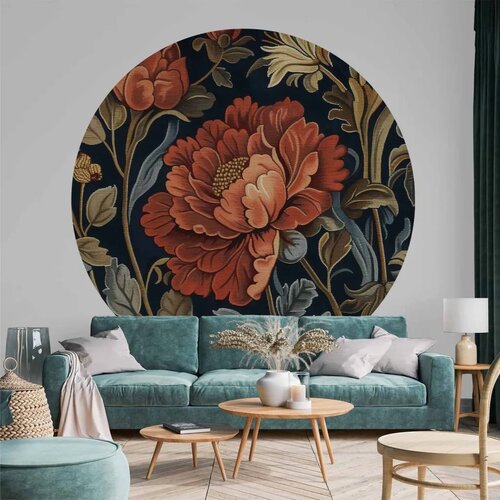  Okrugla fototapeta - Tapestry-style large retro flowers 280x280 Cene