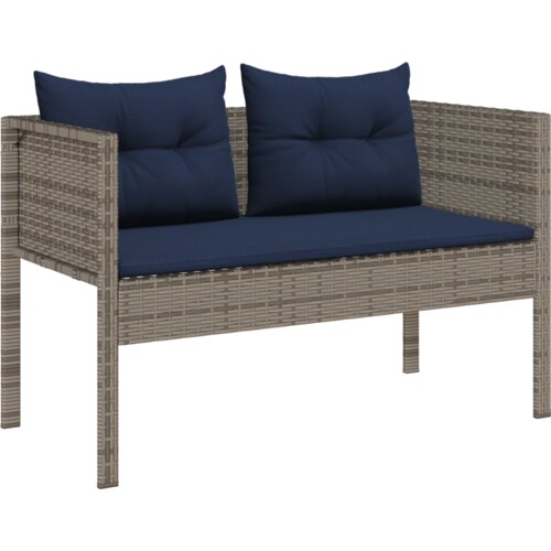 VidaXL Set vanjskih sofa Siva i plava Ratan s metalnim okvirom Standard Slike