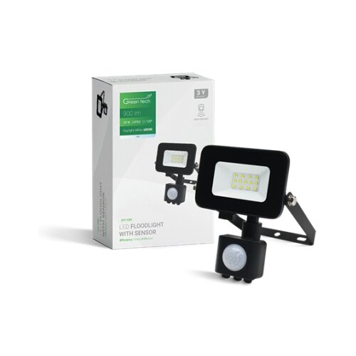 Greentech led reflektor sa senzorom 10w 6500k 900lm ip65 crni ( AFS-10BK ) Cene