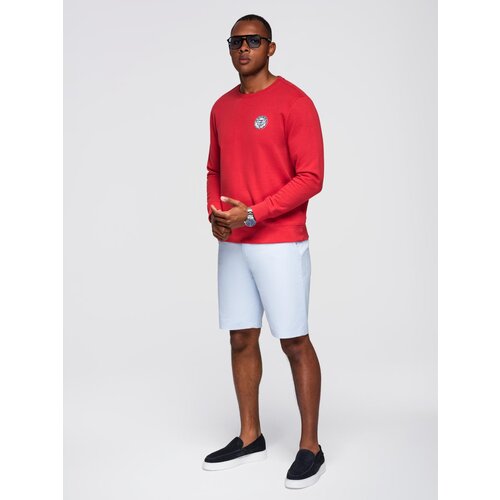 Ombre Men's non-stretch sweatshirt with college style patch - red Cene