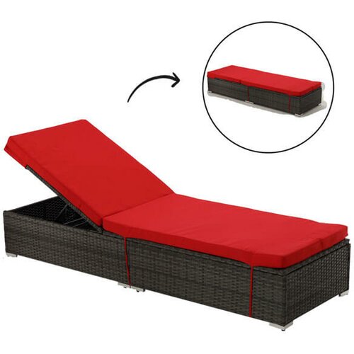ležaljka od ratana sa crvenim jastucima ABI3555 Slike