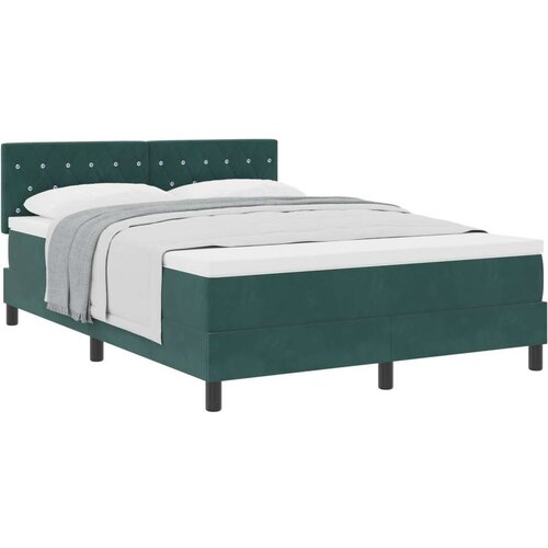 Box Spring Krevet s Madracem Tamno Zelena 140x190 cm Baršun Cijene