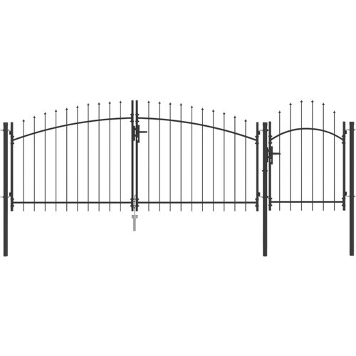 vidaXL Vrtna vrata s konicami črna 100x400 cm jeklo, (22094410) Cene