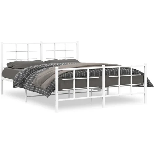 Metalni okvir kreveta uzglavlje i podnožje bijeli 160x200 cm