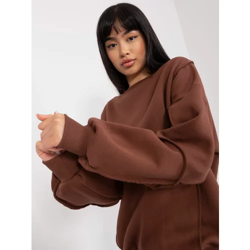 Fashion Hunters Brown hoodie with stitching