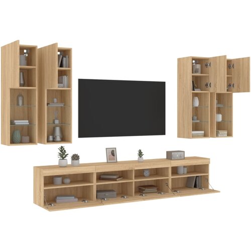 vidaXL 7-dijelni set zidnih TV ormarića LED boja hrasta sonome Cene