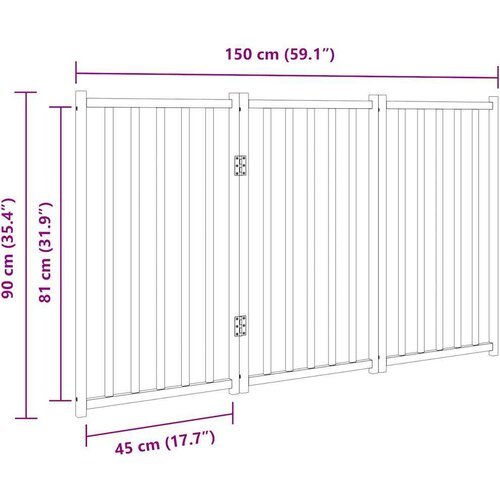 vidaXL Vrata za pse zložljiva 3 paneli rjava 150 cm topolovina Cene