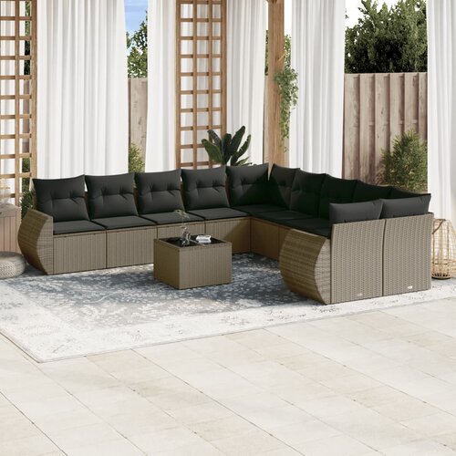 vidaXL 11-dijelni set vrtnih sofa poliratan s jastucima svijetlosivi Cijene